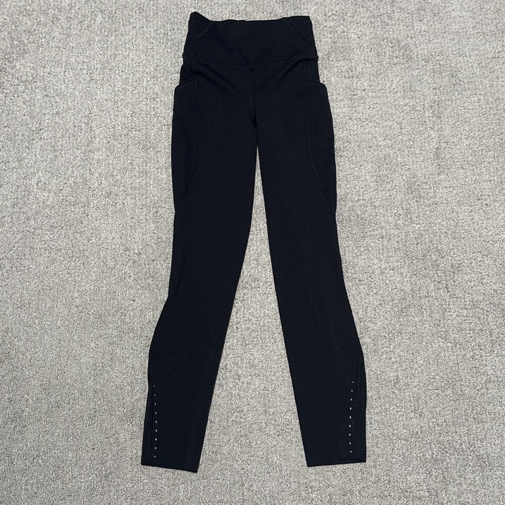 Lululemon Fast & Free High-Rise Tight 23” Inseam Black Pockets Size 0 Reflective